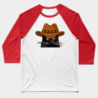 Black Cat With Cowboy Hat Funny Cat Birthday Baseball T-Shirt